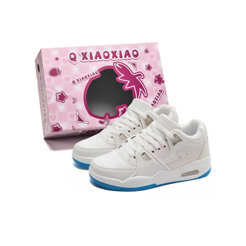 Circle Small Height Increasing Wear Resistant Breathable Slip Resistant Low Top Skateboard Shoes Unisex White-16