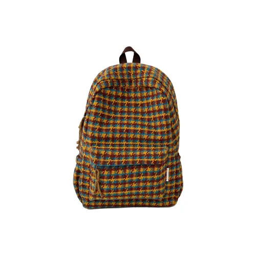 BUBM Composite Cloth Backpack Unisex Brown & Yellow/Gray Blue/Blue & Red/Orange