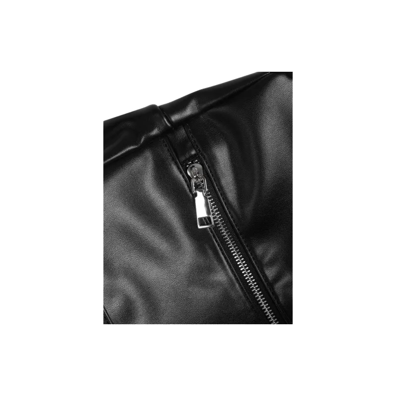 Kikawa Card Synthetic Leather Tote Bag, Shopping Bag, Shoulder Bag Large Size Women's Black-8