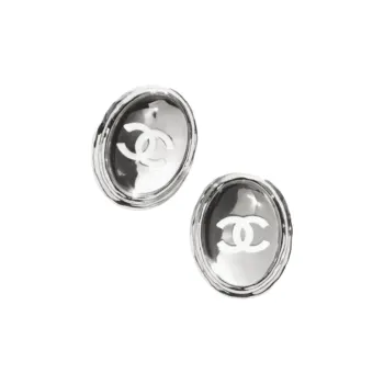 CHANEL Metal Stud Earrings Women's Silver