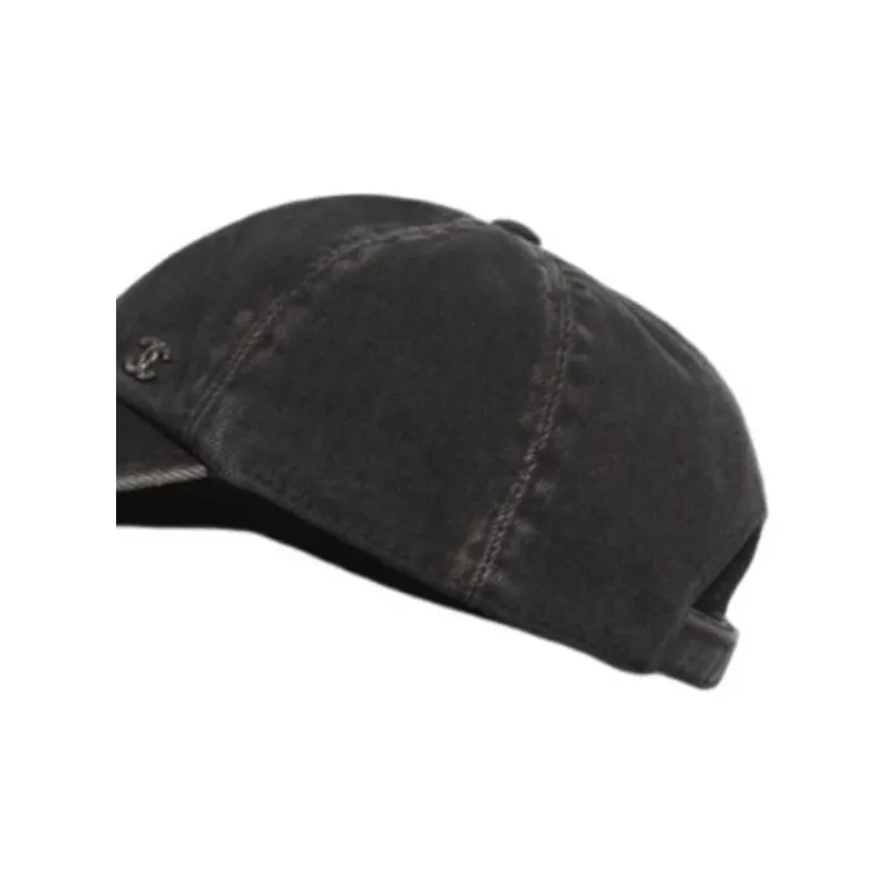 CHANEL Denim Baseball Caps Women's Charcoal Gray-1