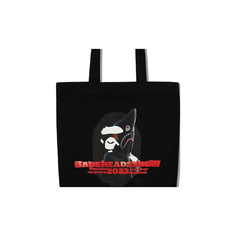 A BATHING APE Bape Cotton Tote Bag, Shopping Bag, Shoulder Bag, Handbag Regular Unisex Black-2