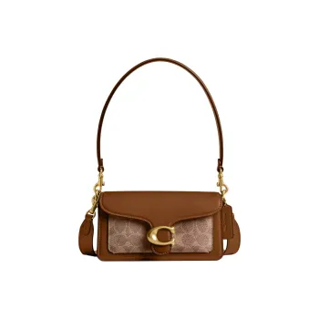 COACH Tabby Coated Canvas Shoulder Bag Small Size Women's Brass & Tan