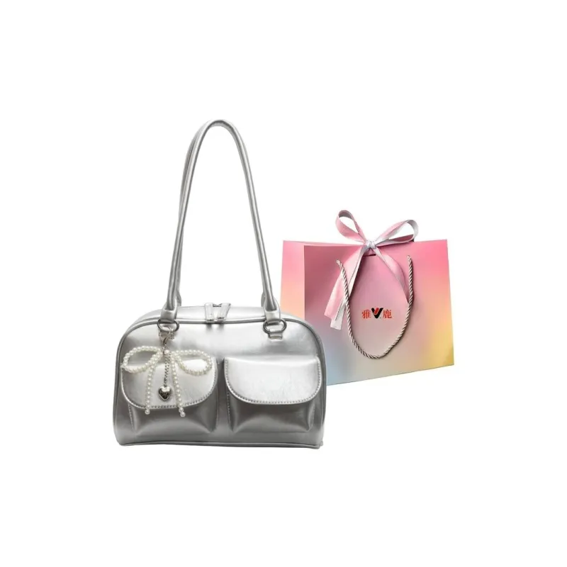 Yalu PU Shoulder Bag Women's Black/Red/Silver/White-12