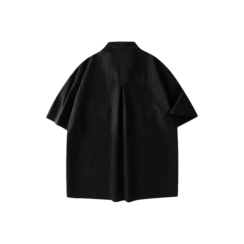 ACUOD BY CHANU Loose Fit Lapel Stripes Shirt Casual Versatile Korean Style Trendy Summer Unisex-1