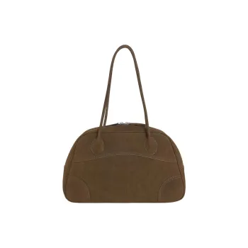 Kikawa Card Synthetic Leather Bowling Bag, Shoulder Bag Medium Size Women's Brow Thrasher Brown