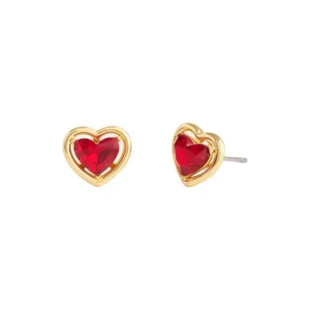 COACH Brass Plated, Glass, Cubic Zircon Stud Earrings Women's Gold