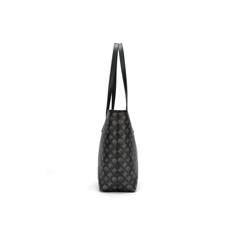 Ed Hardy Classic Series PVC Tote Bag, Shoulder Bag Regular Large Size Women's Black/Ecru-2