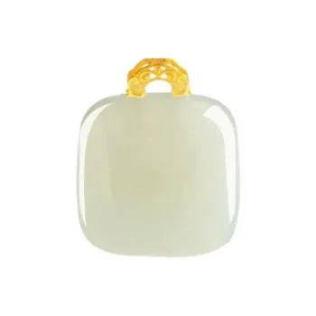 Old Qingyun Silver Building Hetian Jade Pendants Pale Greenish White Jade Women's