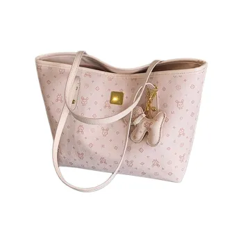 HCXK PU Korean Style Fashion Trend Large Capacity Shoulder Bag Premium Quality Women's Pink/White/Blue