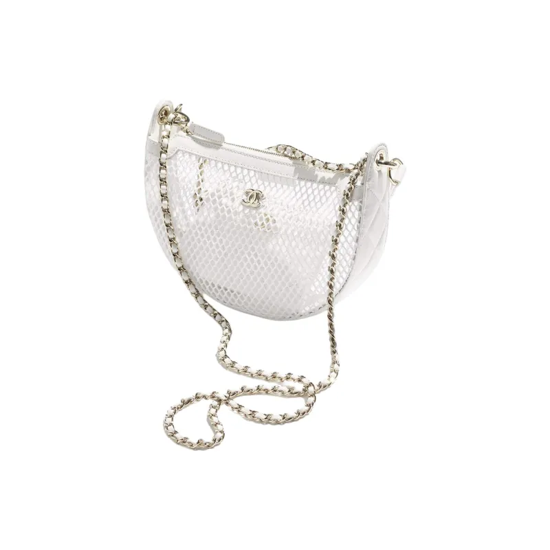 CHANEL Fishnet & Bright Lambskin & Gold Metal Handbag, Shoulder Bag Women's White-1