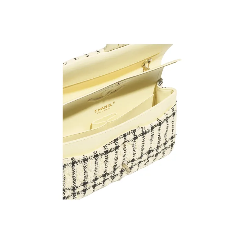 CHANEL Tweed Shoulder Bag Regular Women's Light Yellow And Black-2