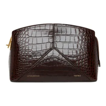 Victoria Beckham Calfskin Clutch Women's Dark Brown