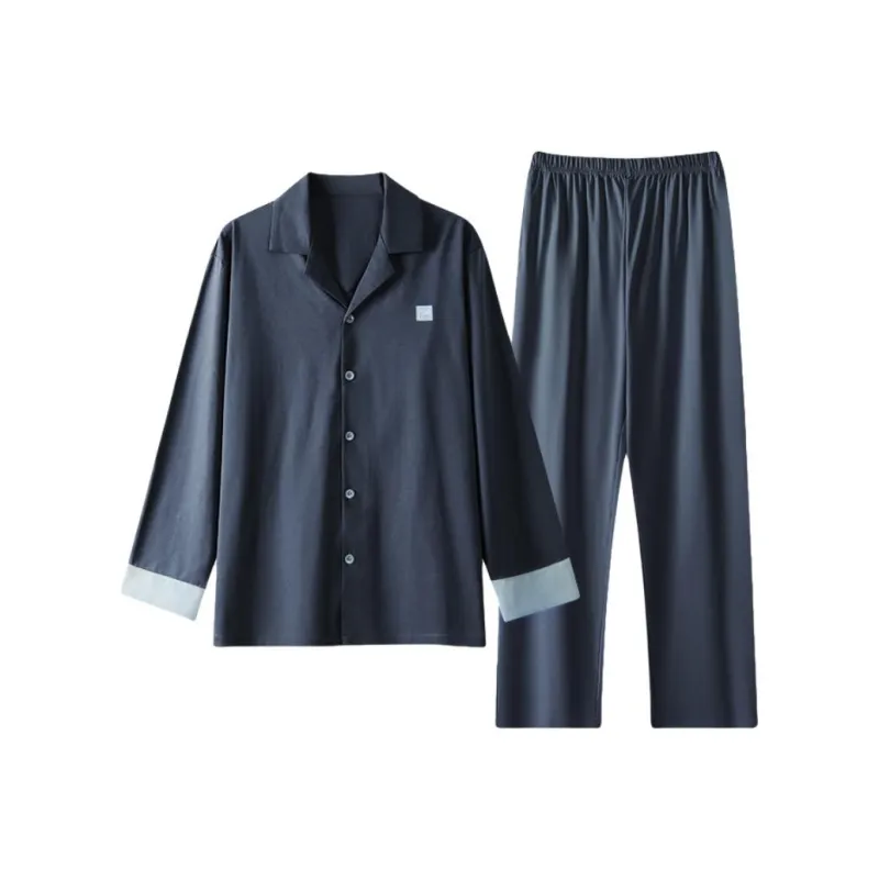 ZAO FU NIAO Pajama Set Men's Dark Blue-0
