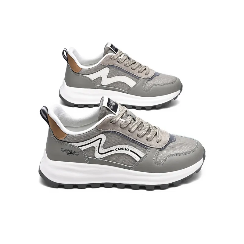 CARTELO Cushioning Anti Slip Wear Resistant Breathable Height Increasing Low Top Casual Shoes Men's Pea Green-4