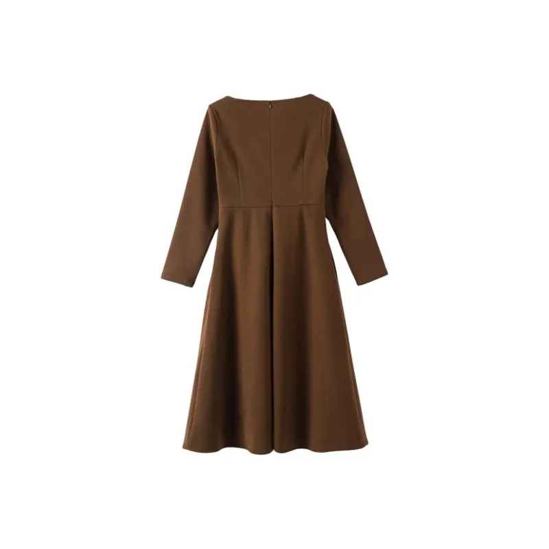 Late White Long Sleeved Dresses Women's-5