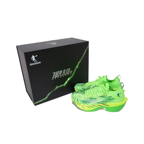 QIAODAN Feiying Plaid 2.0 Running Shoes Men Low Top Bright Green Abyss Green