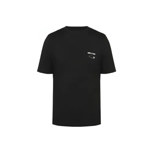VERSACE Men Logo Letter Print Short Sleeve T Shirt Navy Blue Black