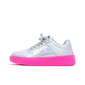 Singing Slip Resistant Lightweight Support Low Top Skateboard Shoes Unisex Dazzling Silver Pink