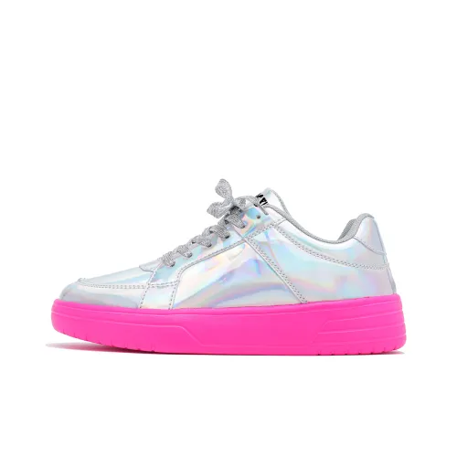 Singing Slip Resistant Lightweight Support Low Top Skateboard Shoes Unisex Dazzling Silver Pink