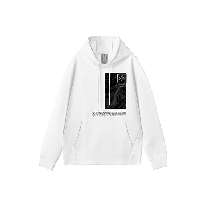 NORVINCY Artistic Style Print Hooded Loose Fit Sweatshirt Unisex-4