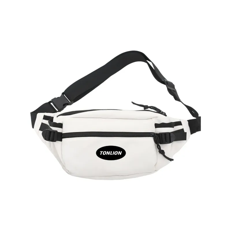 Tonlion Nylon Fabric Sling Bag, Fanny Pack Regular Unisex White/Black-0