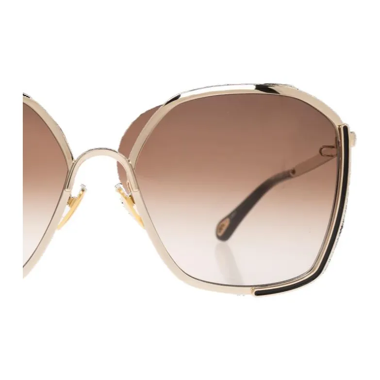 Chloe Metal Irregular Shape Sunglasses Women's Gold-1
