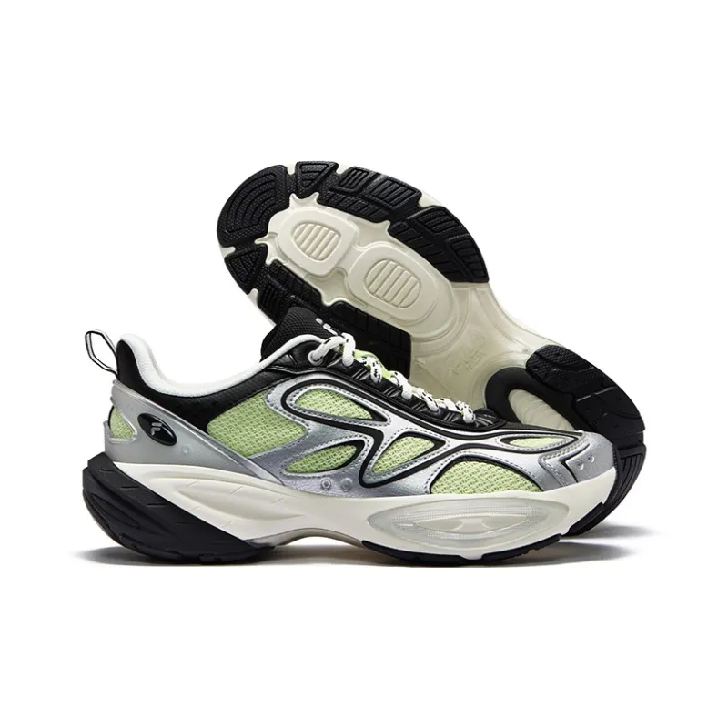 FILA FUSION Anti Slip Wear Resistant Low Top Casual Running Shoes Men's Green Silver-6