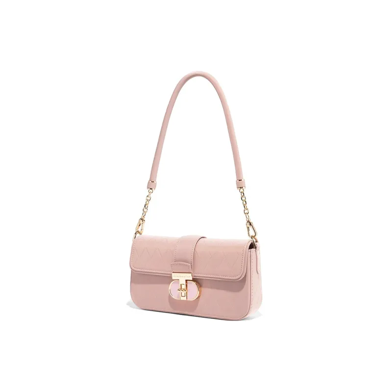CLEVER& KETCH PU Shoulder Bag Women's Ecru/Pink-3