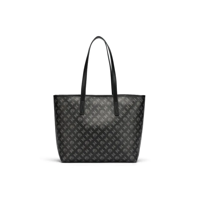 Ed Hardy Classic Series PVC Tote Bag, Shoulder Bag Regular Large Size Women's Black/Ecru-1