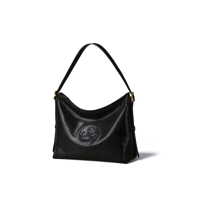 KAISER Top Grain Oil Wax Cow Leather Tote One Shoulder Bag Genuine Leather Women's Bag Regular Women's Amber/Black-7
