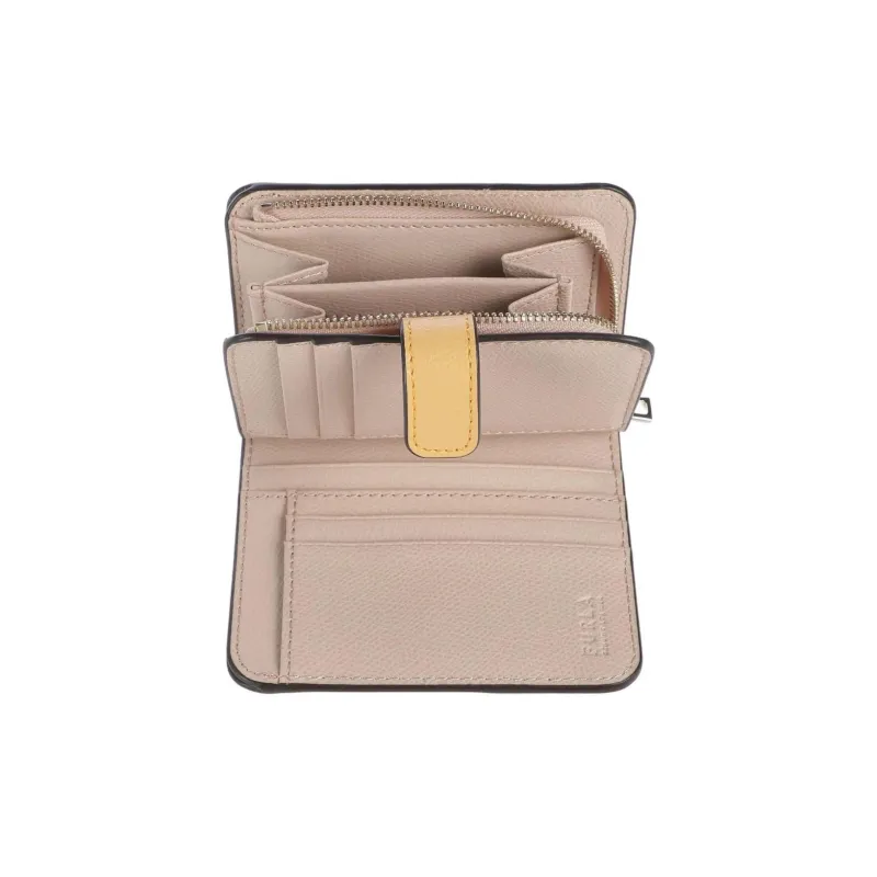 Furla Grain Leather Wallet Small Size Women's Yellow-3
