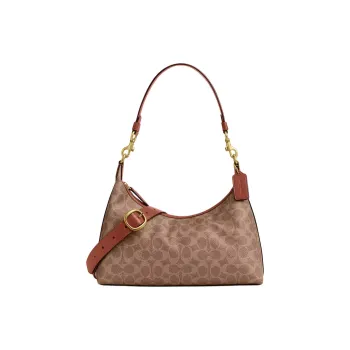 COACH Juliet Canvas Shoulder Bag Large Size Women's Caramel