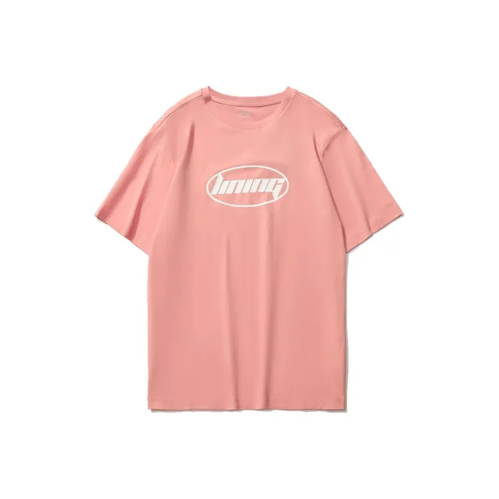 LiNing Drop Shoulder Sleeve T Shirt Unisex Vibrant Orange Pink-0