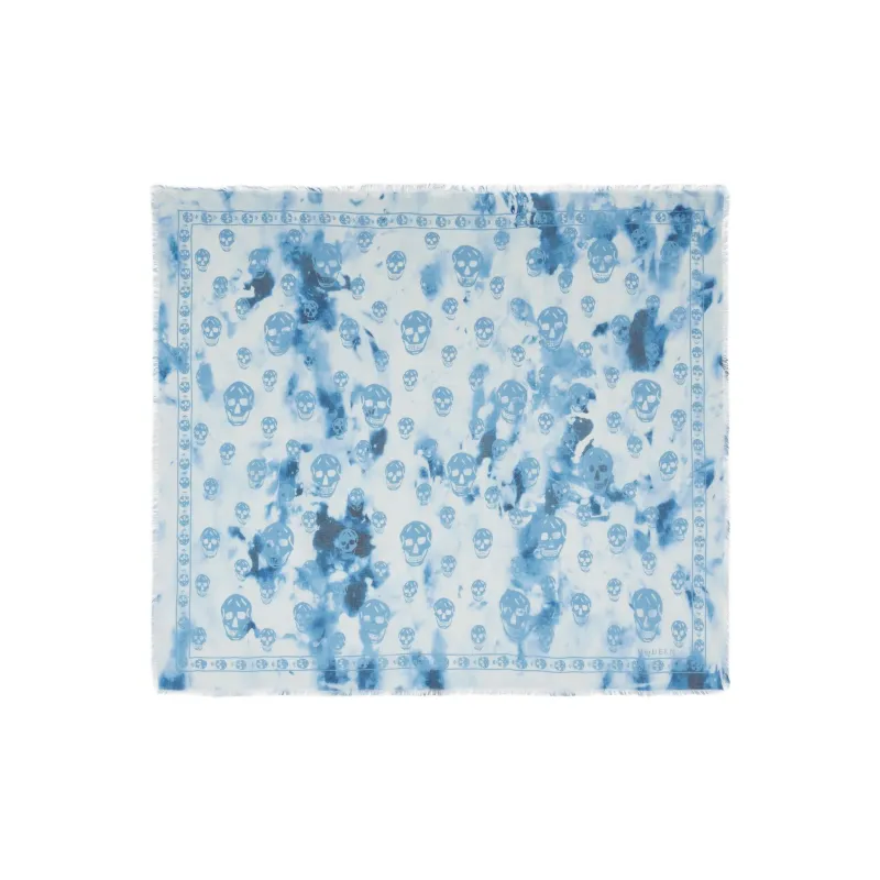 Alexander McQueen Skull Printed Frayed Edge Scarf-0