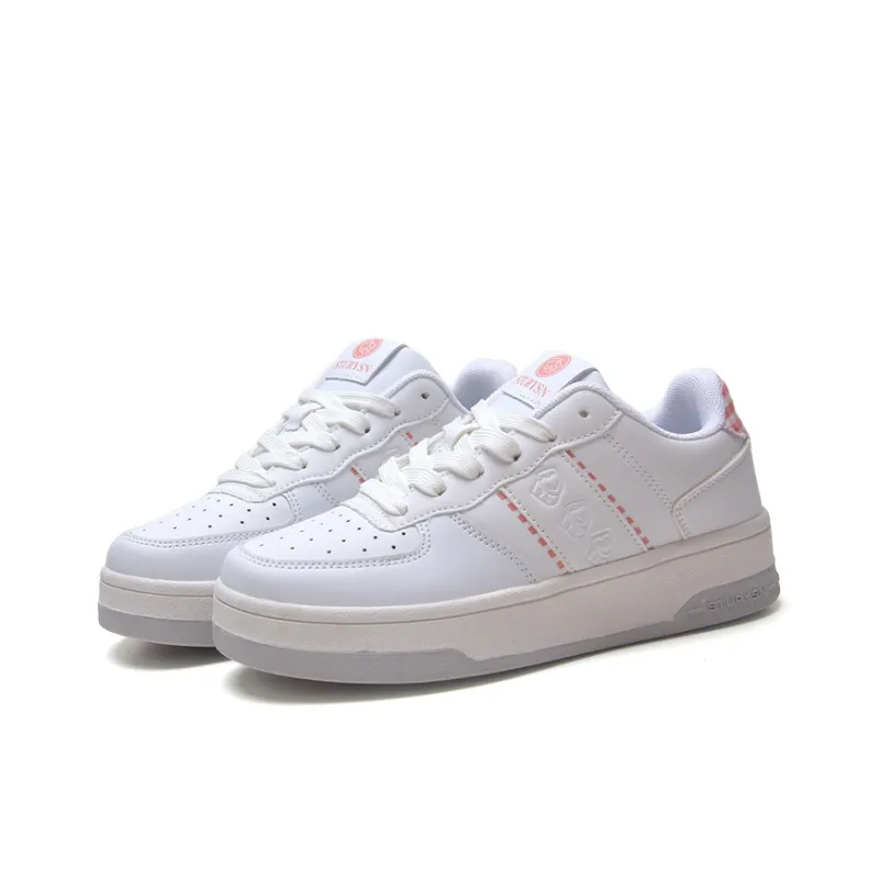 STUR YSN Wear Resistant Lightweight Height Increasing Low Top Skateboard Shoes Women's White Peony Pink-1