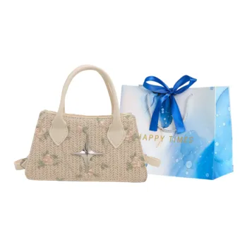 ROUNDOT Woven Crossbody One Shoulder Handbags Regular Women's White/Khaki
