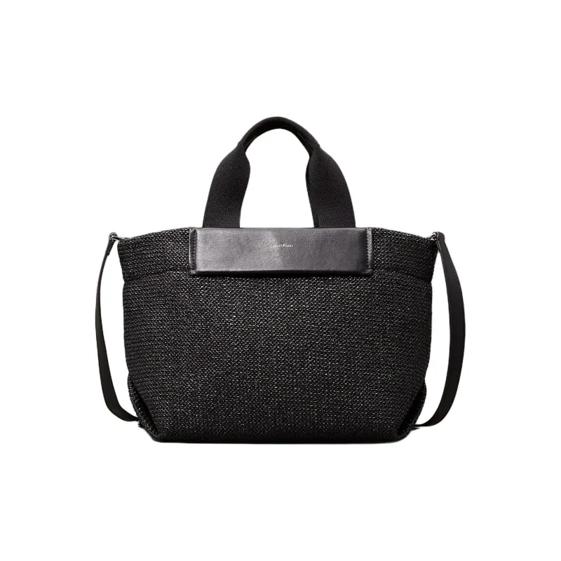 CALVIN KLEIN Raffia Tote One Shoulder Handbag Small Size Unisex Black-0