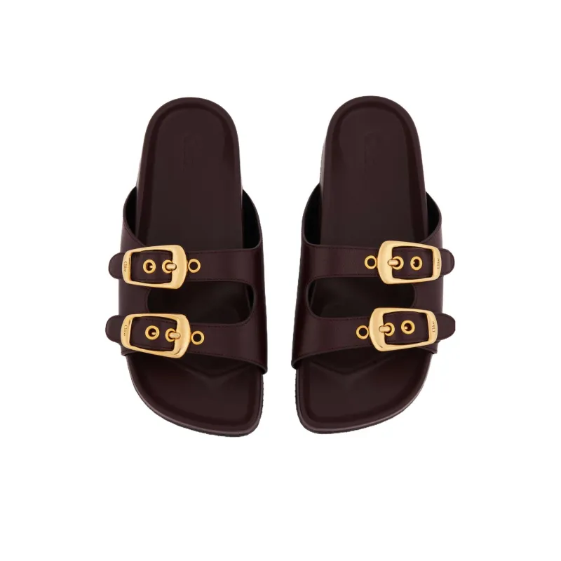 Chloe PU Polyurethane Slip Resistant Slide Slippers Women's Dark Brown-4