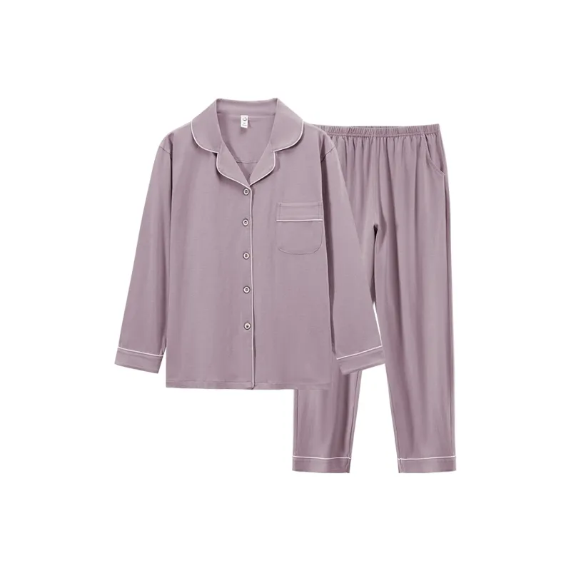 Cotton Gene Pajama Set Women's Light Purple-0