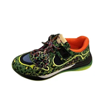 GUCCI Cushioned Wear Resistant Breathable Low Top Casual Shoes Men's Leopard Print Green