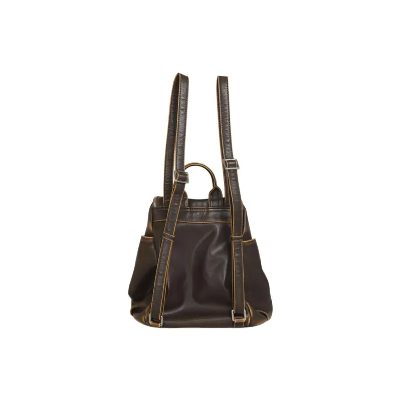 Kikawa Card Synthetic Leather Backpack Medium Size Women's Brown-7