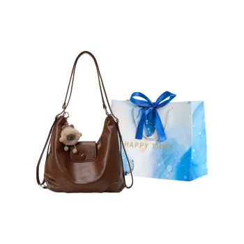ROUNDOT PU Backpack Shoulder Bag Women's Black/Coffee/Brown