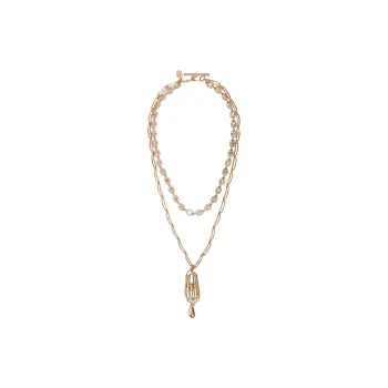 WEEKEND MaxMara Metal, Glass, Acrylonitrile Butadiene Styrene ABS Necklaces Unisex Gold