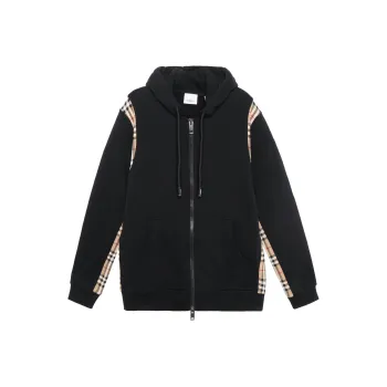Burberry Men Vintage Check Panel Hoodie Black/Beige