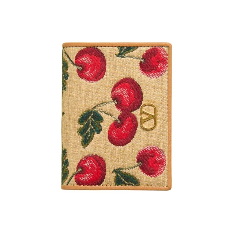 Valentino VLogo Signature Fabric Wallet Regular Women's Natural & Red-1