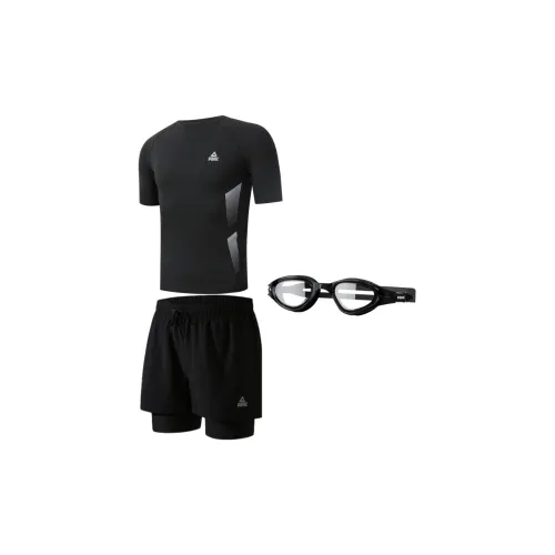 PEAK Swimming Sets Polyester Elastane Men's Three Piece Set Black