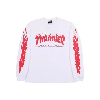 Thrasher Heavyweight Long-Sleeved T-Shirt Japan Version Unisex White