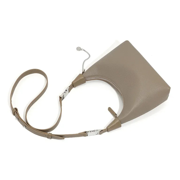 Vigno Synthetic Leather Shoulder Bag Crossbody Bag Women's Ecru/Pink/Elephant Gray/Black-3
