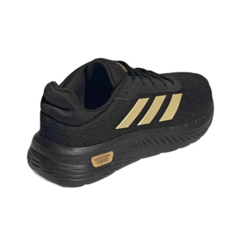 Adidas Cloudfoam Anti Slip Wear Resistant Low Top Casual Shoes Women's Black Gold-3